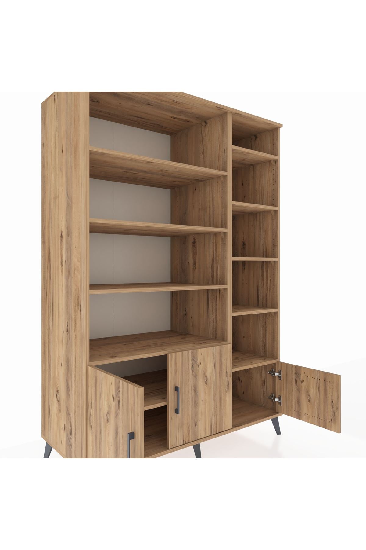 Kronos Dolap 10 Raflı 3 Kapaklı 132x59x195 Çam-Çam/Çam