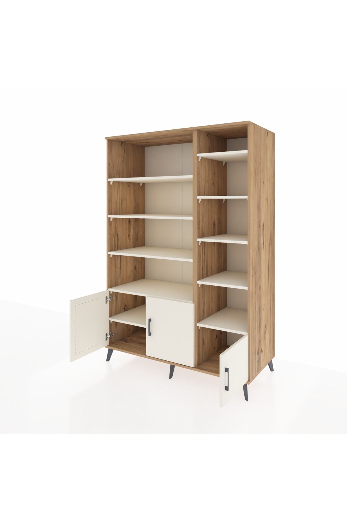 Kronos Dolap 10 Raflı 3 Kapaklı 132x59x195 Çam-Aytaşı/Aytaşı