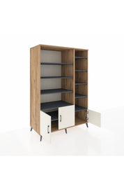 Kronos Dolap 10 Raflı 3 Kapaklı 132x59x195 Çam-Aytaşı/Antrasit