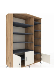 Kronos Dolap 10 Raflı 3 Kapaklı 132x59x195 Çam-Aytaşı/Antrasit