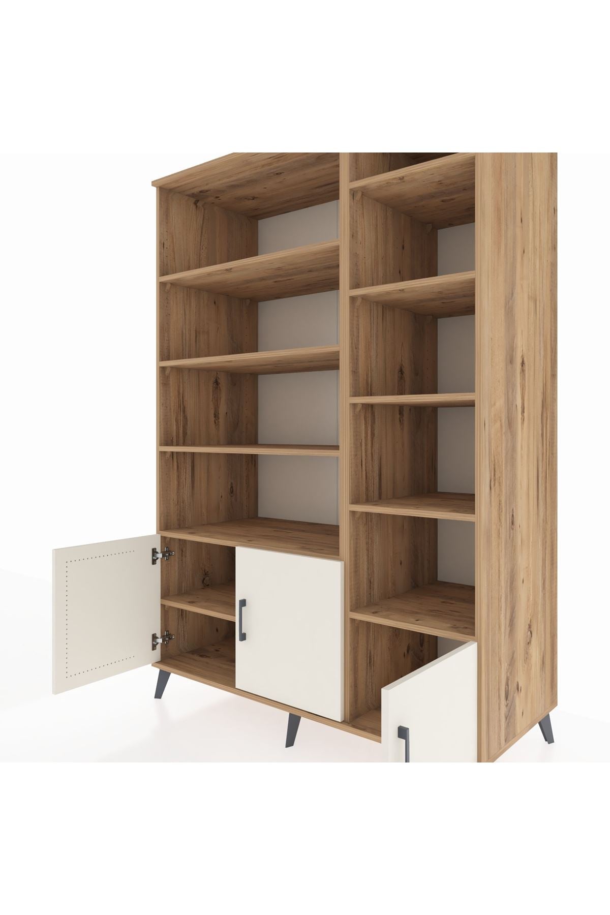 Kronos Dolap 10 Raflı 3 Kapaklı 132x59x195 Çam-Aytaşı/Çam