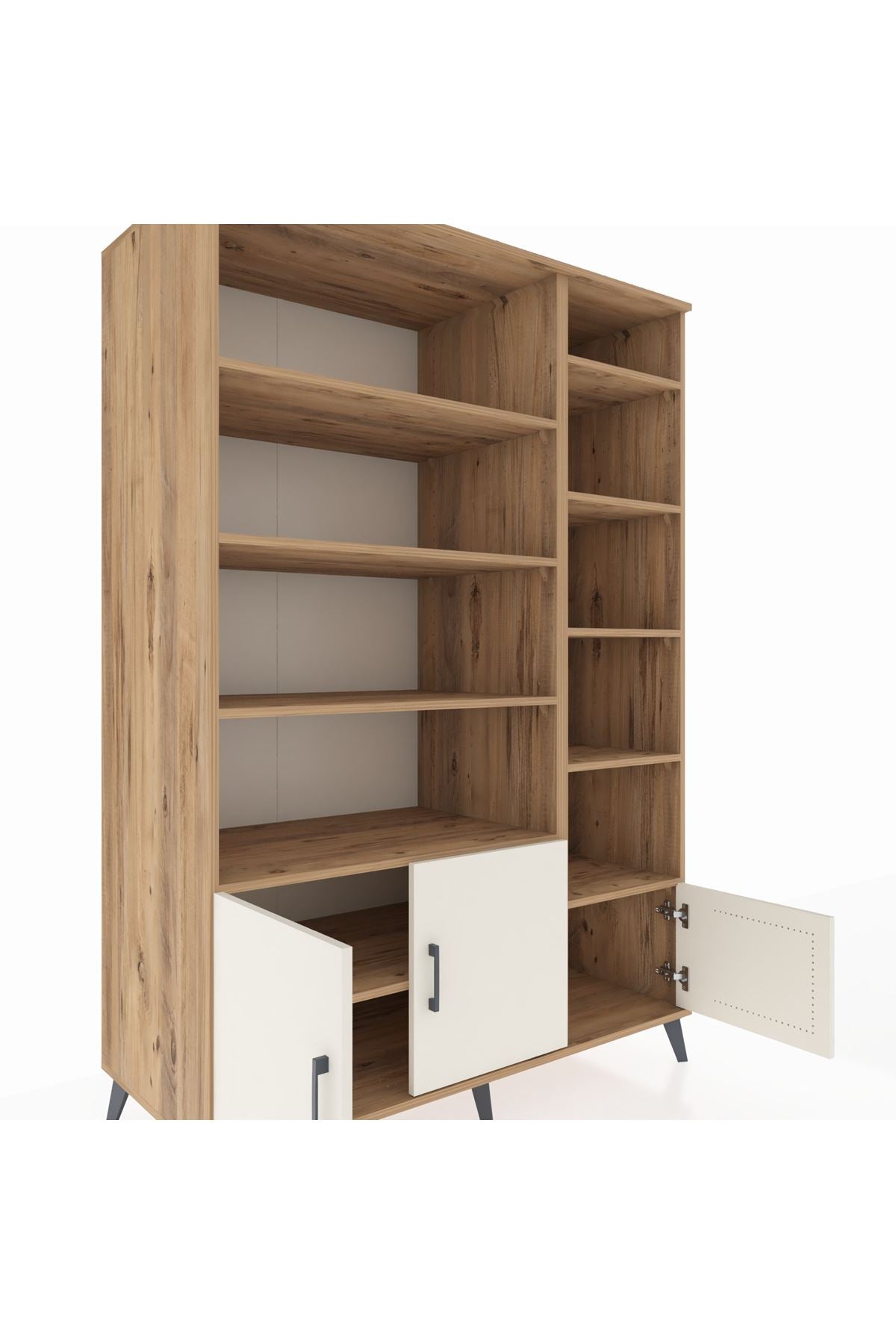 Kronos Dolap 10 Raflı 3 Kapaklı 132x59x195 Çam-Aytaşı/Çam