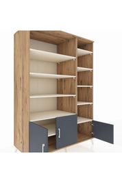 Kronos Dolap 10 Raflı 3 Kapaklı 132x59x195 Çam-Antrasit/Aytaşı