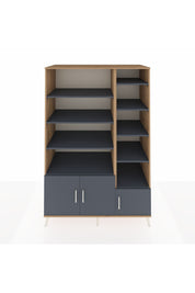 Kronos Dolap 10 Raflı 3 Kapaklı 132x59x195 Çam-Antrasit/Antrasit