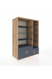 Kronos Dolap 10 Raflı 3 Kapaklı 132x59x195 Çam-Antrasit/Antrasit