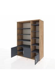 Kronos Dolap 10 Raflı 3 Kapaklı 132x59x195 Çam-Antrasit/Antrasit