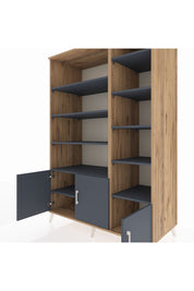 Kronos Dolap 10 Raflı 3 Kapaklı 132x59x195 Çam-Antrasit/Antrasit