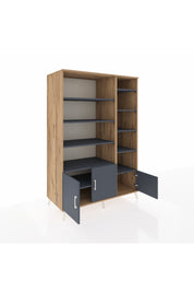 Kronos Dolap 10 Raflı 3 Kapaklı 132x59x195 Çam-Antrasit/Antrasit