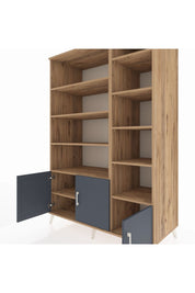 Kronos Dolap 10 Raflı 3 Kapaklı 132x59x195 Çam-Antrasit/Çam