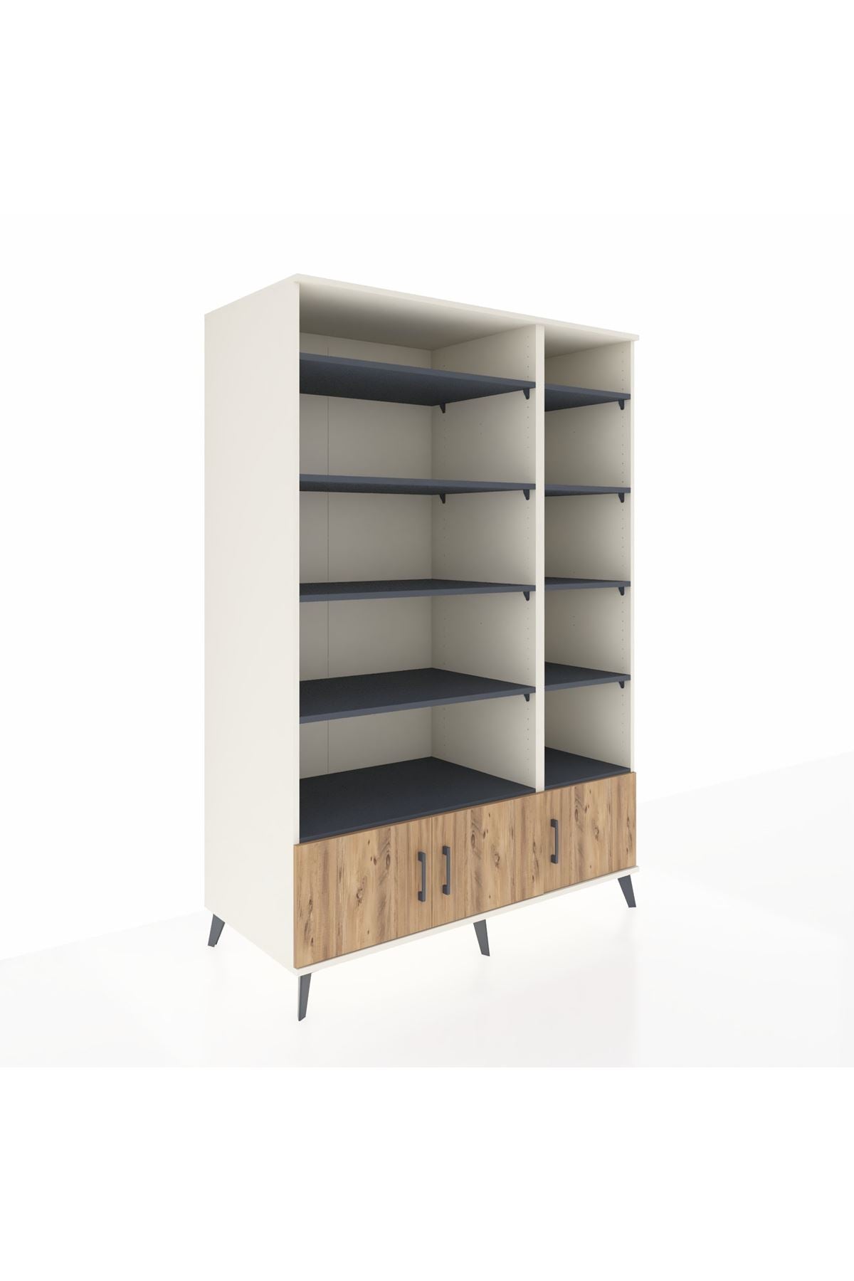 Kronos Dolap 10 Raflı 3 Kapaklı 132x59x195 Aytaşı-Çam/Antrasit