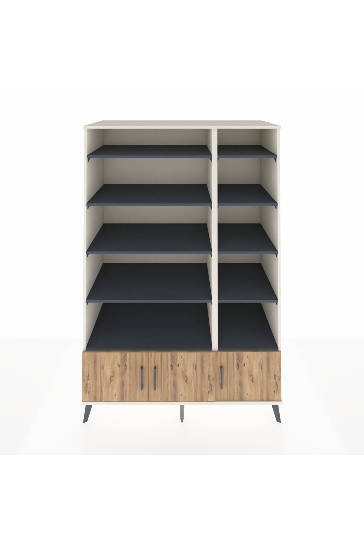 Kronos Dolap 10 Raflı 3 Kapaklı 132x59x195 Aytaşı-Çam/Antrasit