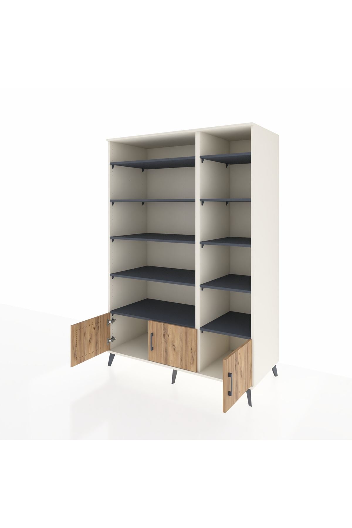 Kronos Dolap 10 Raflı 3 Kapaklı 132x59x195 Aytaşı-Çam/Antrasit