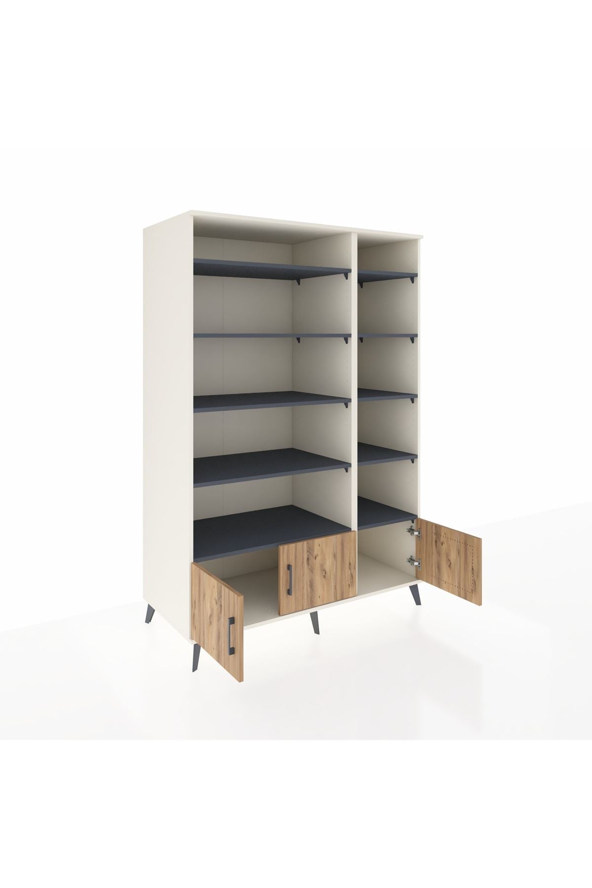 Kronos Dolap 10 Raflı 3 Kapaklı 132x59x195 Aytaşı-Çam/Antrasit