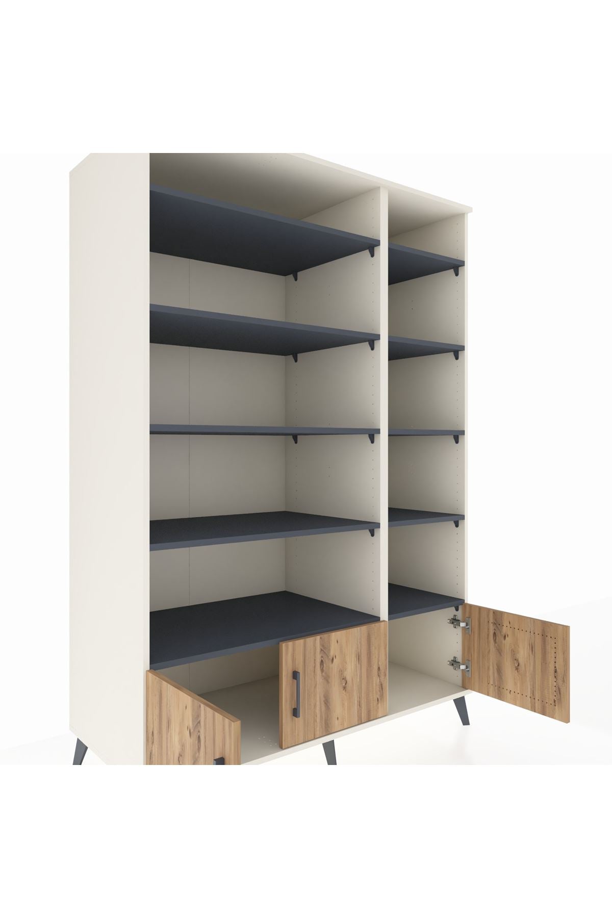 Kronos Dolap 10 Raflı 3 Kapaklı 132x59x195 Aytaşı-Çam/Antrasit