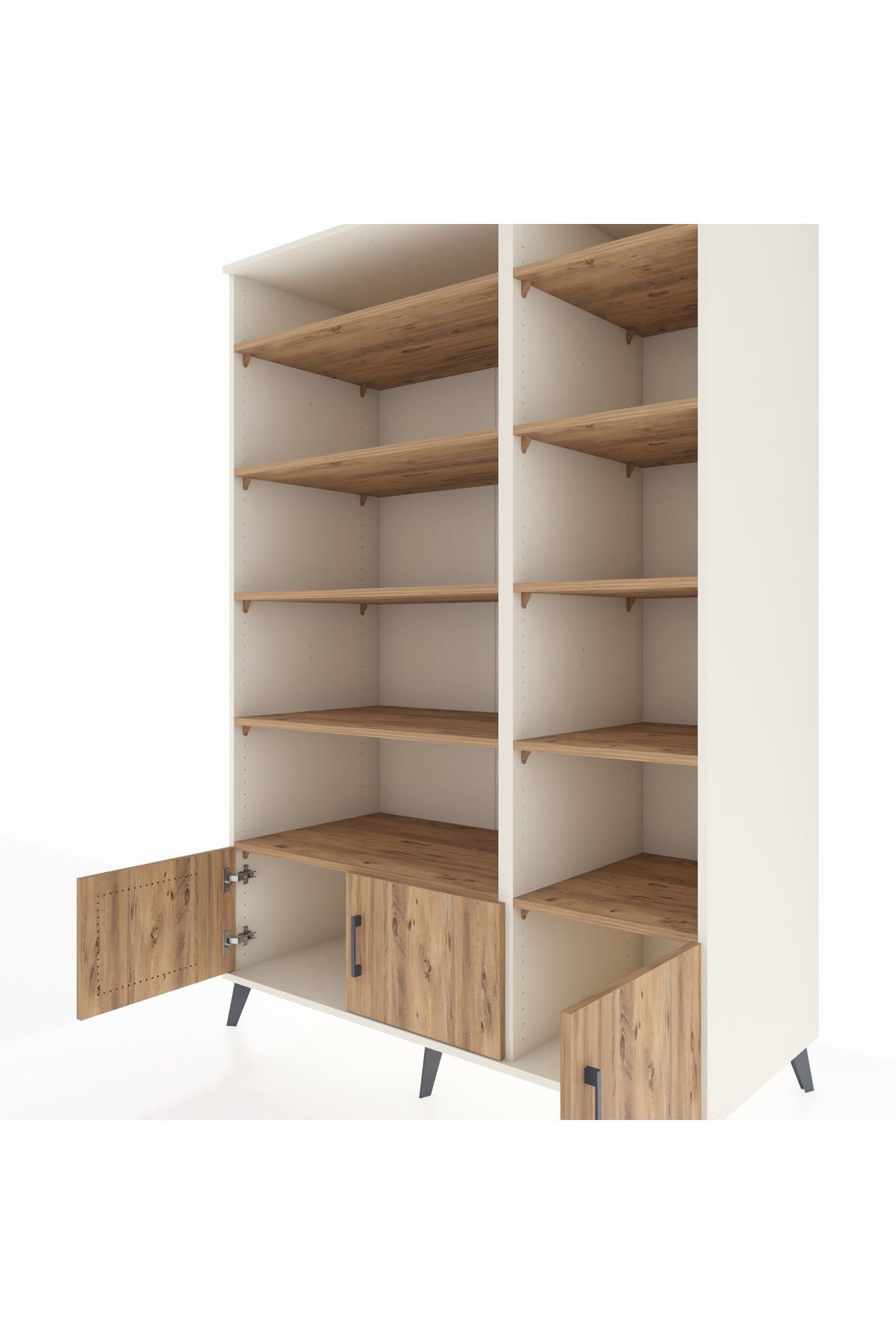 Kronos Dolap 10 Raflı 3 Kapaklı 132x59x195 Aytaşı-Çam/Çam