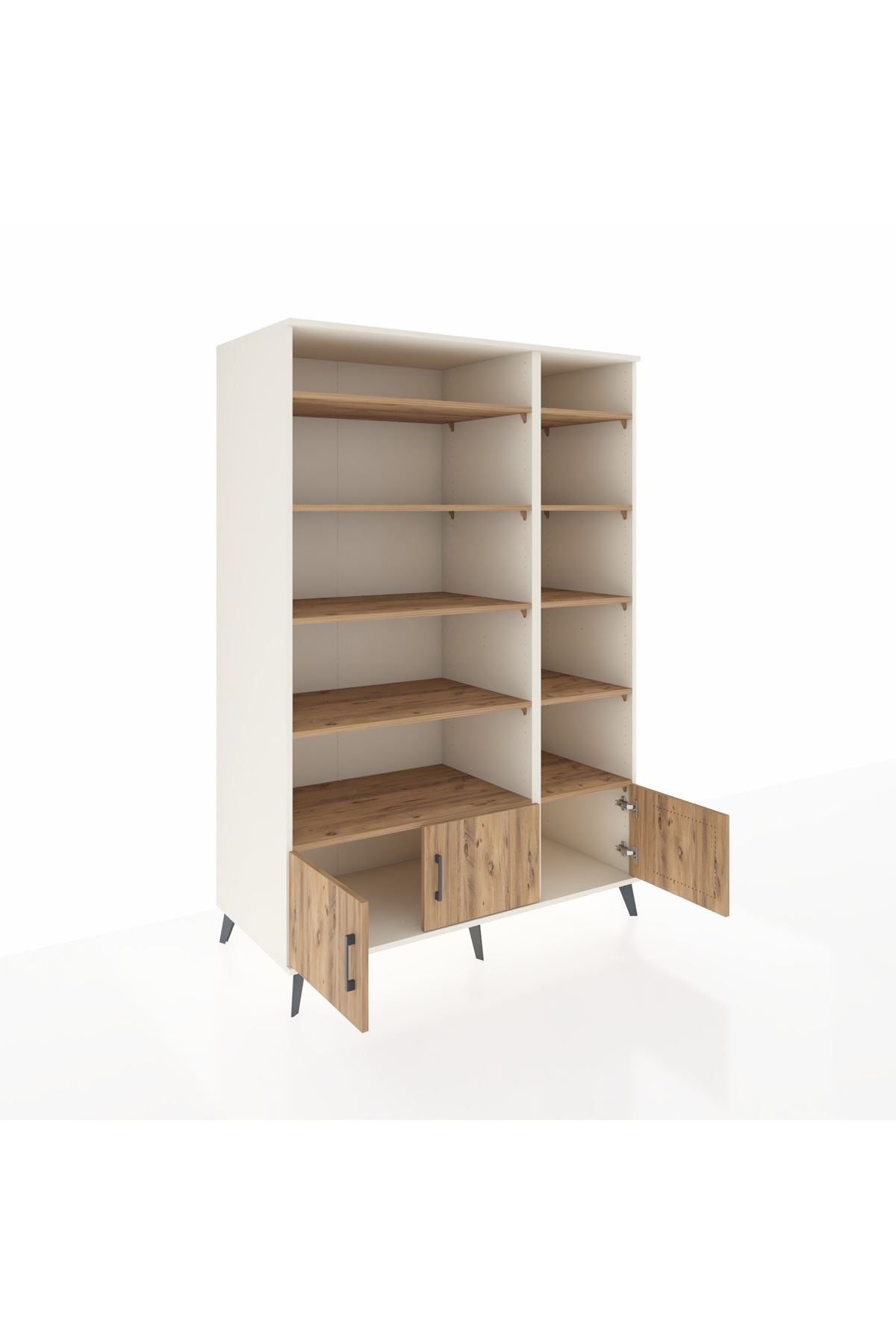 Kronos Dolap 10 Raflı 3 Kapaklı 132x59x195 Aytaşı-Çam/Çam