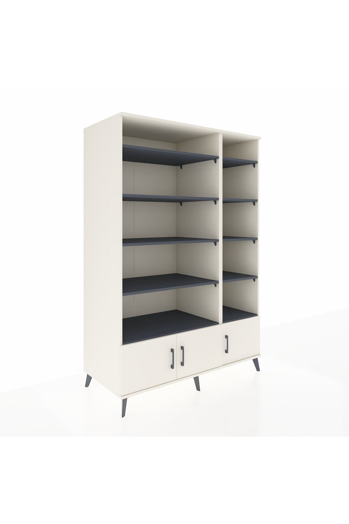 Kronos Dolap 10 Raflı 3 Kapaklı 132x59x195 Aytaşı-Aytaşı/Antrasit