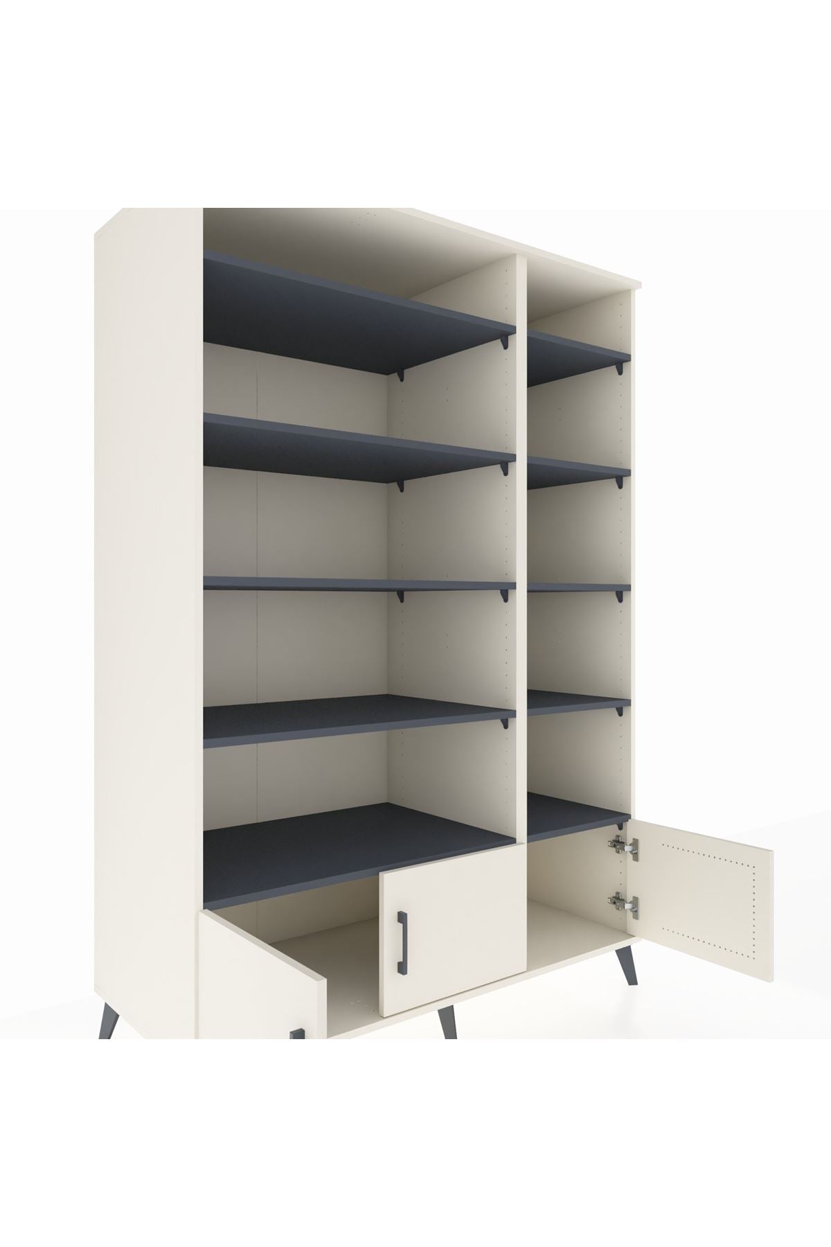 Kronos Dolap 10 Raflı 3 Kapaklı 132x59x195 Aytaşı-Aytaşı/Antrasit