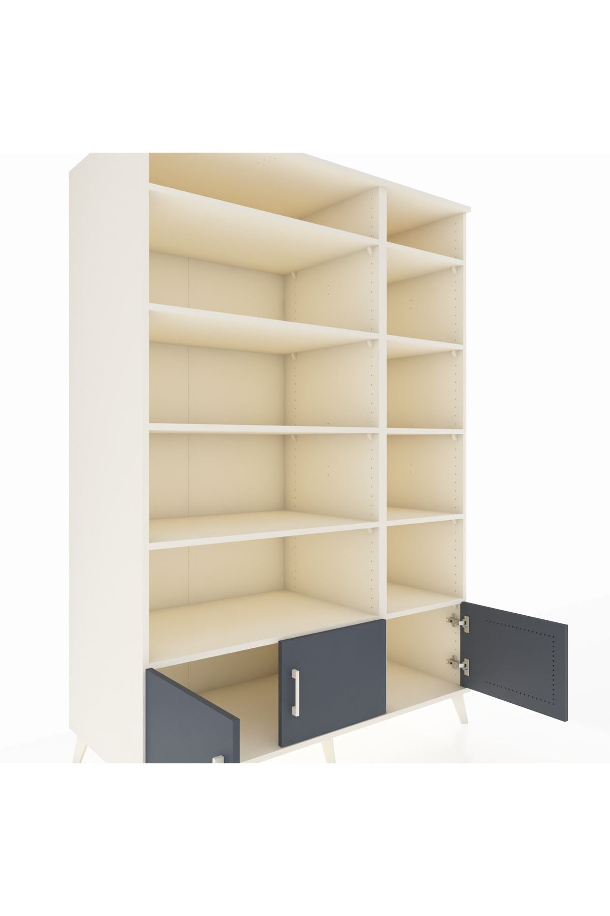 Kronos Dolap 10 Raflı 3 Kapaklı 132x59x195 Aytaşı-Antrasit/Aytaşı