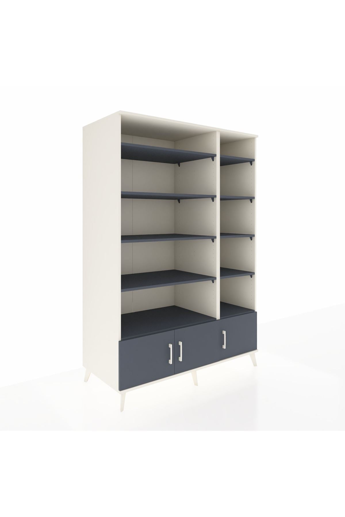 Kronos Dolap 10 Raflı 3 Kapaklı 132x59x195 Aytaşı-Antrasit/Antrasit