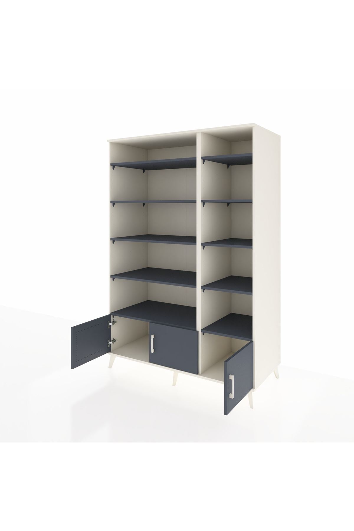 Kronos Dolap 10 Raflı 3 Kapaklı 132x59x195 Aytaşı-Antrasit/Antrasit