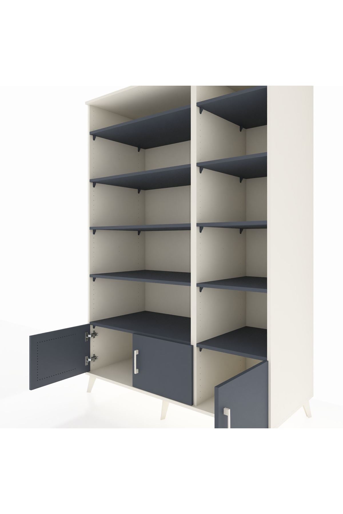 Kronos Dolap 10 Raflı 3 Kapaklı 132x59x195 Aytaşı-Antrasit/Antrasit