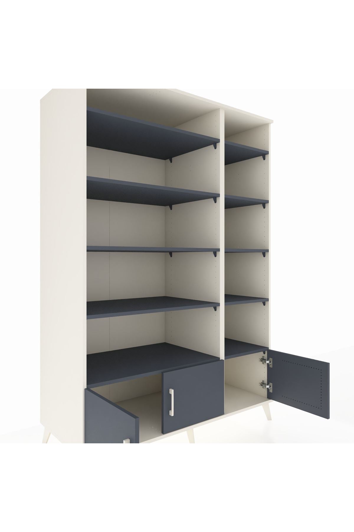 Kronos Dolap 10 Raflı 3 Kapaklı 132x59x195 Aytaşı-Antrasit/Antrasit