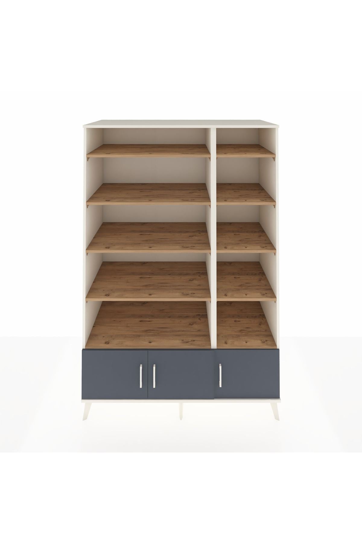 Kronos Dolap 10 Raflı 3 Kapaklı 132x59x195 Aytaşı-Antrasit/Çam