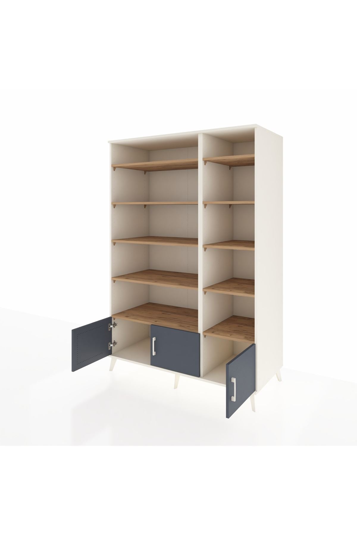 Kronos Dolap 10 Raflı 3 Kapaklı 132x59x195 Aytaşı-Antrasit/Çam