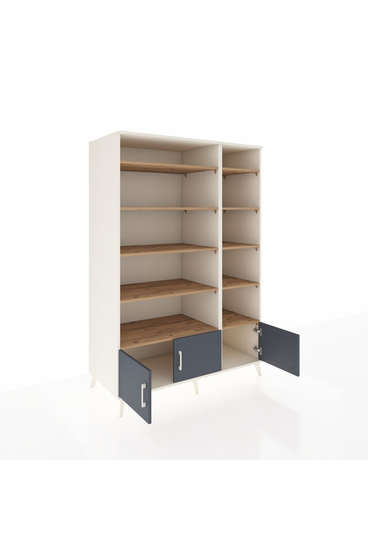 Kronos Dolap 10 Raflı 3 Kapaklı 132x59x195 Aytaşı-Antrasit/Çam