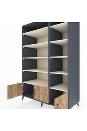 Kronos Dolap 10 Raflı 3 Kapaklı 132x59x195 Antrasit-Çam/Aytaşı