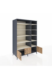 Kronos Dolap 10 Raflı 3 Kapaklı 132x59x195 Antrasit-Çam/Aytaşı