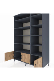 Kronos Dolap 10 Raflı 3 Kapaklı 132x59x195 Antrasit-Çam/Antrasit