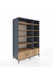 Kronos Dolap 10 Raflı 3 Kapaklı 132x59x195 Antrasit-Çam/Çam