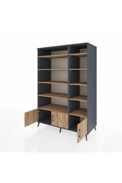 Kronos Dolap 10 Raflı 3 Kapaklı 132x59x195 Antrasit-Çam/Çam