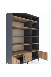 Kronos Dolap 10 Raflı 3 Kapaklı 132x59x195 Antrasit-Çam/Çam