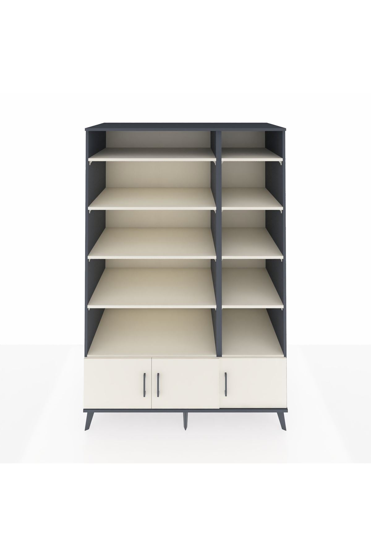 Kronos Dolap 10 Raflı 3 Kapaklı 132x59x195 Antrasit-Aytaşı/Aytaşı