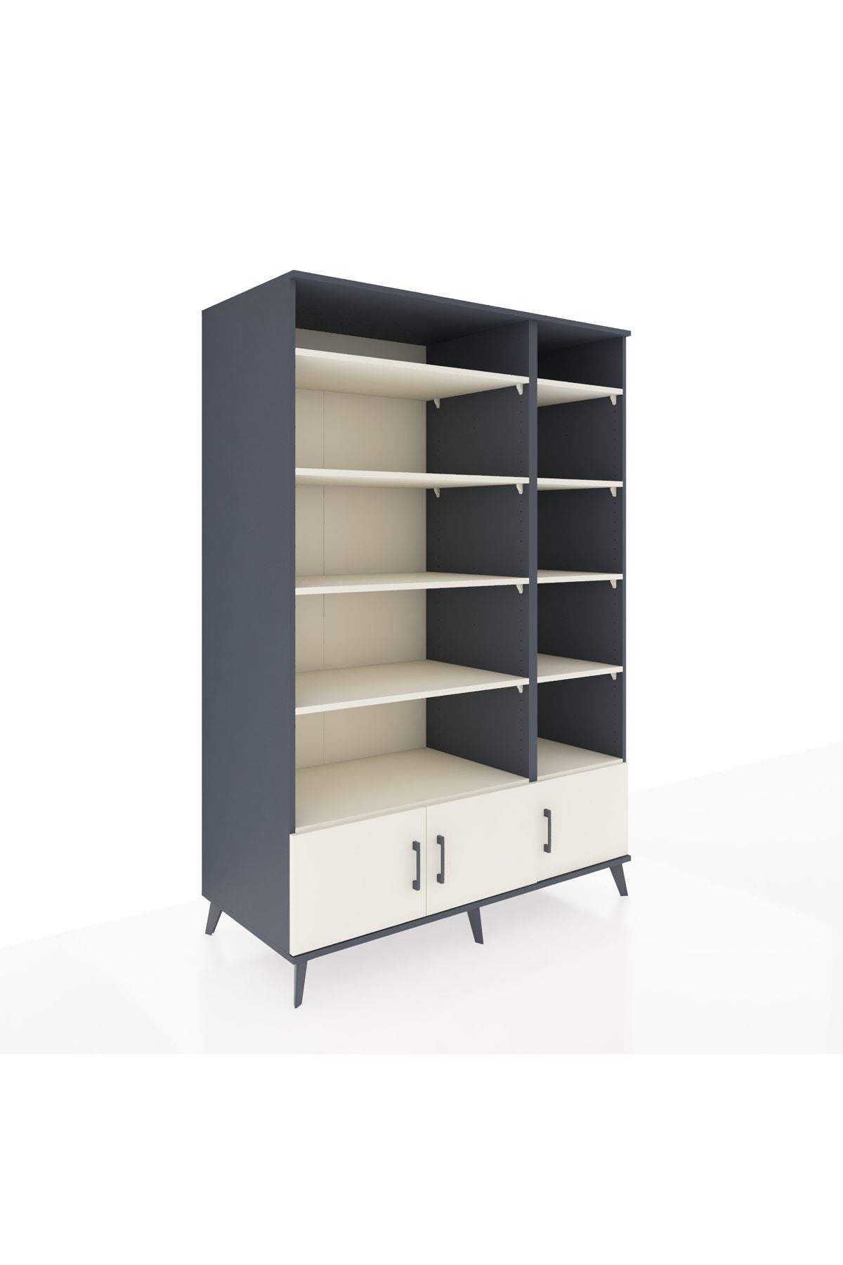 Kronos Dolap 10 Raflı 3 Kapaklı 132x59x195 Antrasit-Aytaşı/Aytaşı