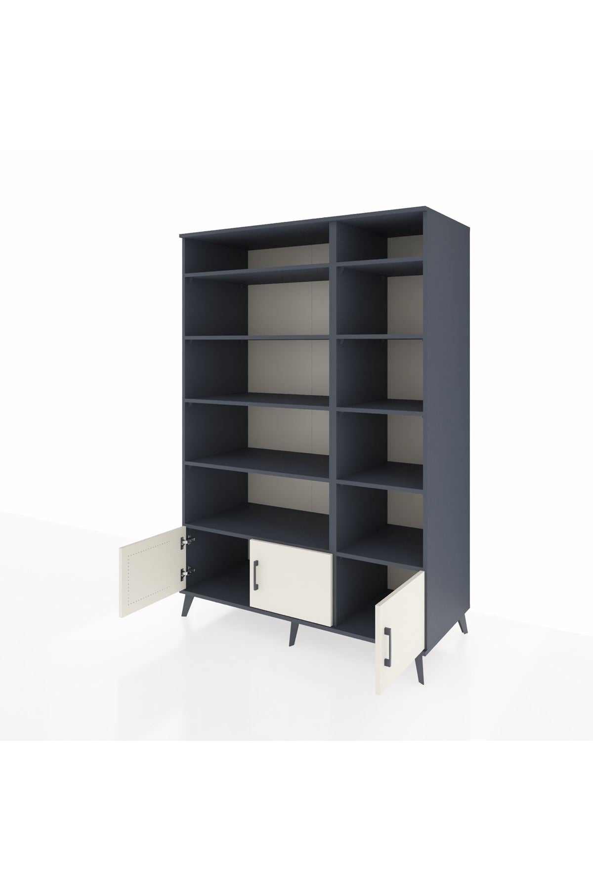 Kronos Dolap 10 Raflı 3 Kapaklı 132x59x195 Antrasit-Aytaşı/Antrasit