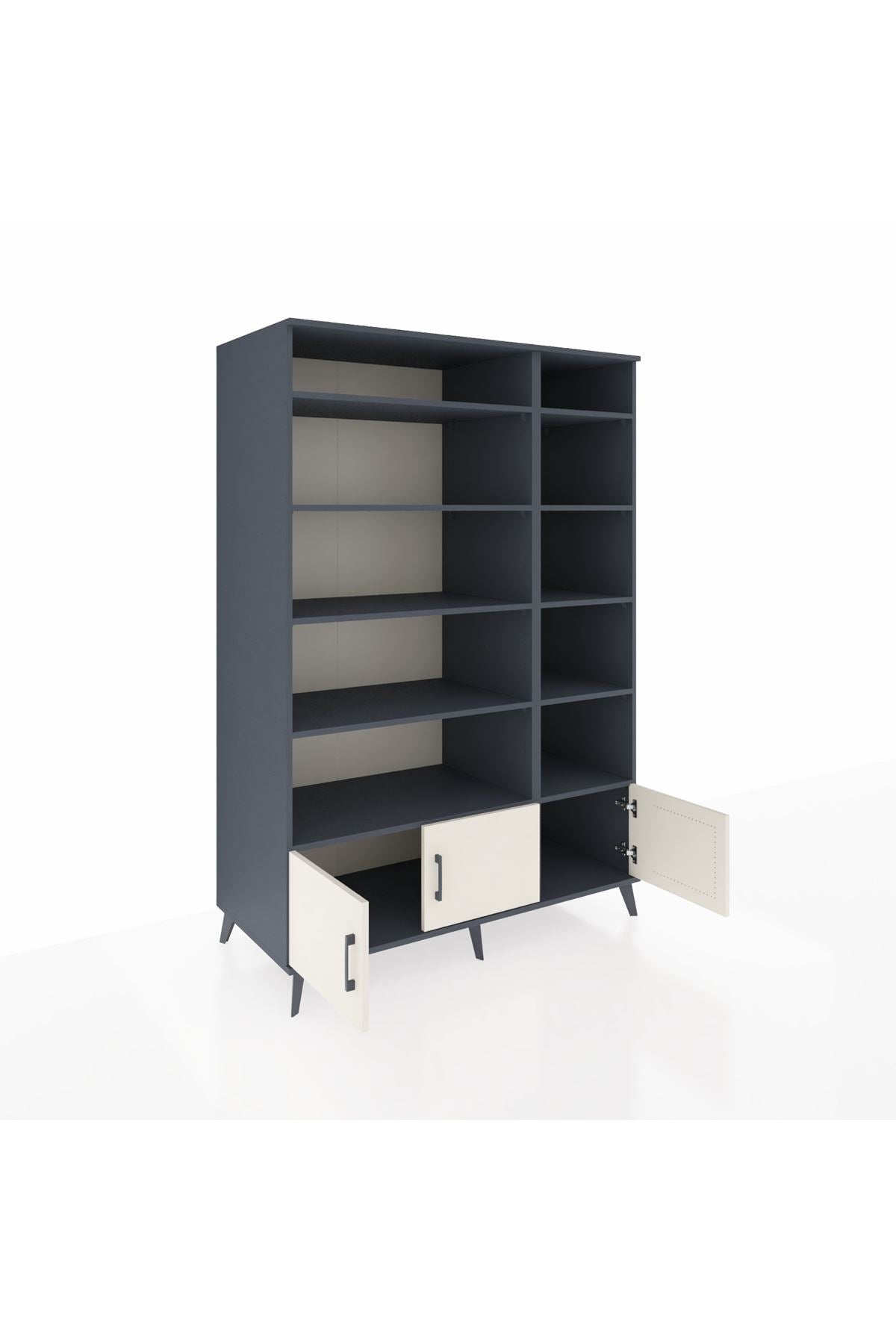Kronos Dolap 10 Raflı 3 Kapaklı 132x59x195 Antrasit-Aytaşı/Antrasit