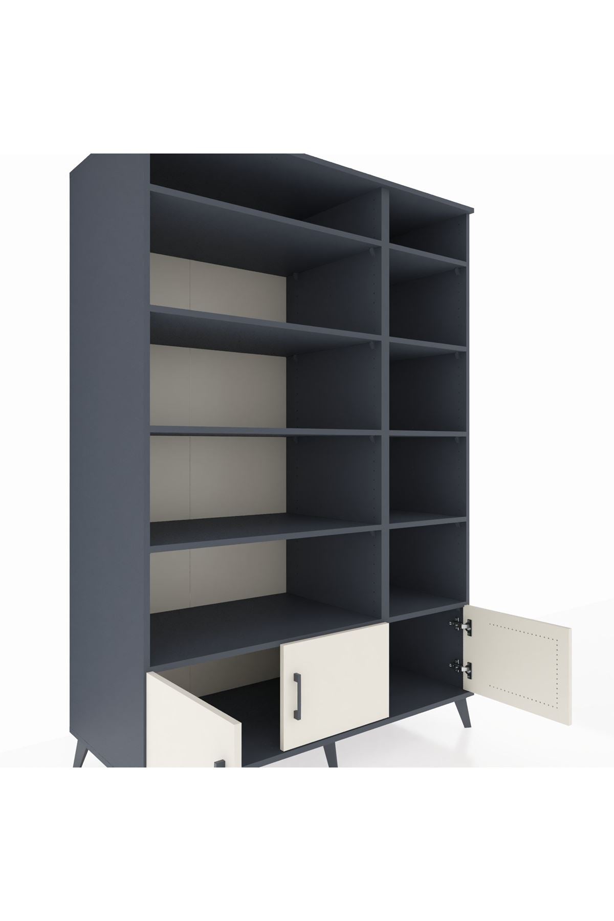 Kronos Dolap 10 Raflı 3 Kapaklı 132x59x195 Antrasit-Aytaşı/Antrasit