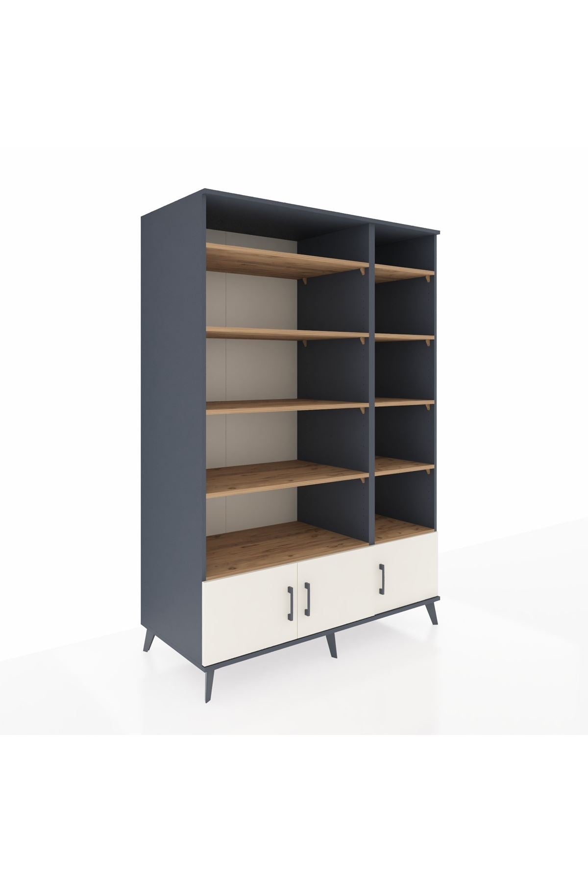 Kronos Dolap 10 Raflı 3 Kapaklı 132x59x195 Antrasit-Aytaşı/Çam