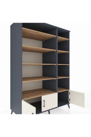 Kronos Dolap 10 Raflı 3 Kapaklı 132x59x195 Antrasit-Aytaşı/Çam