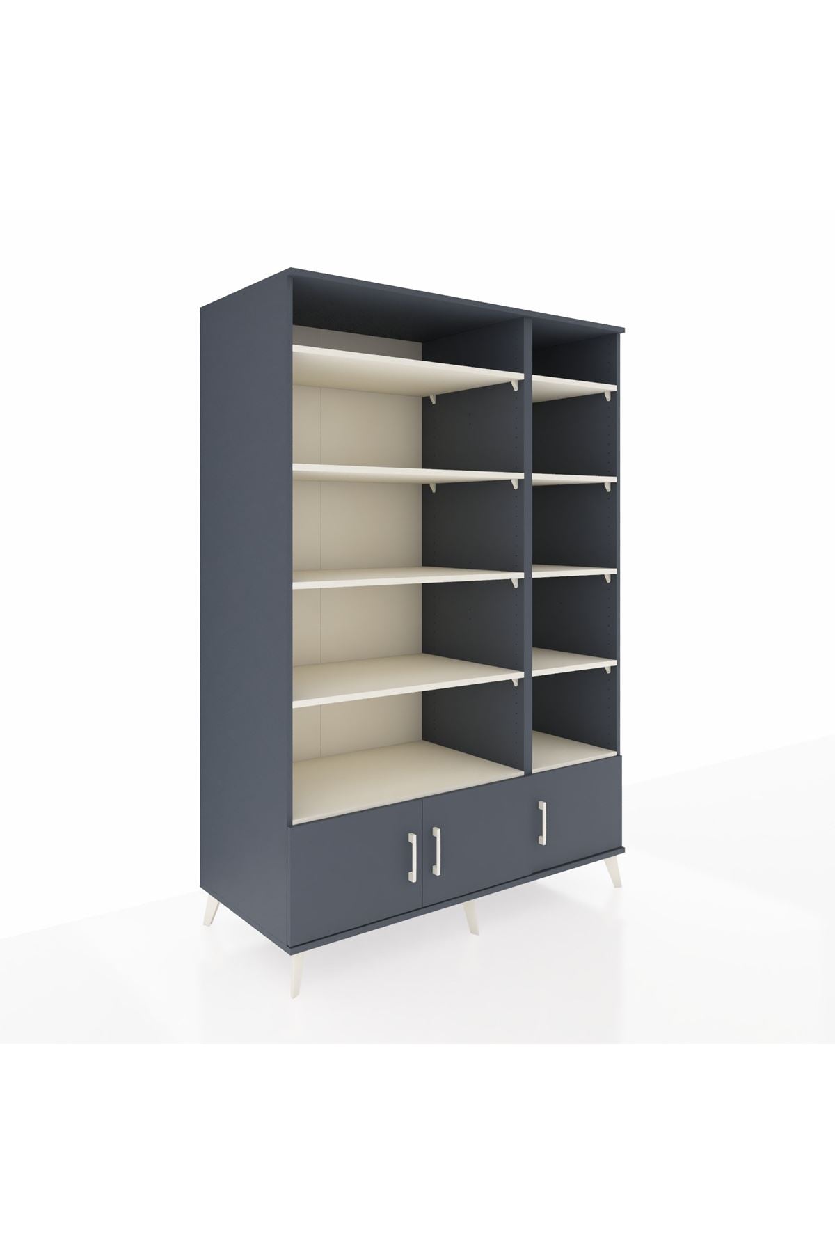 Kronos Dolap 10 Raflı 3 Kapaklı 132x59x195 Antrasit-Antrasit/Aytaşı