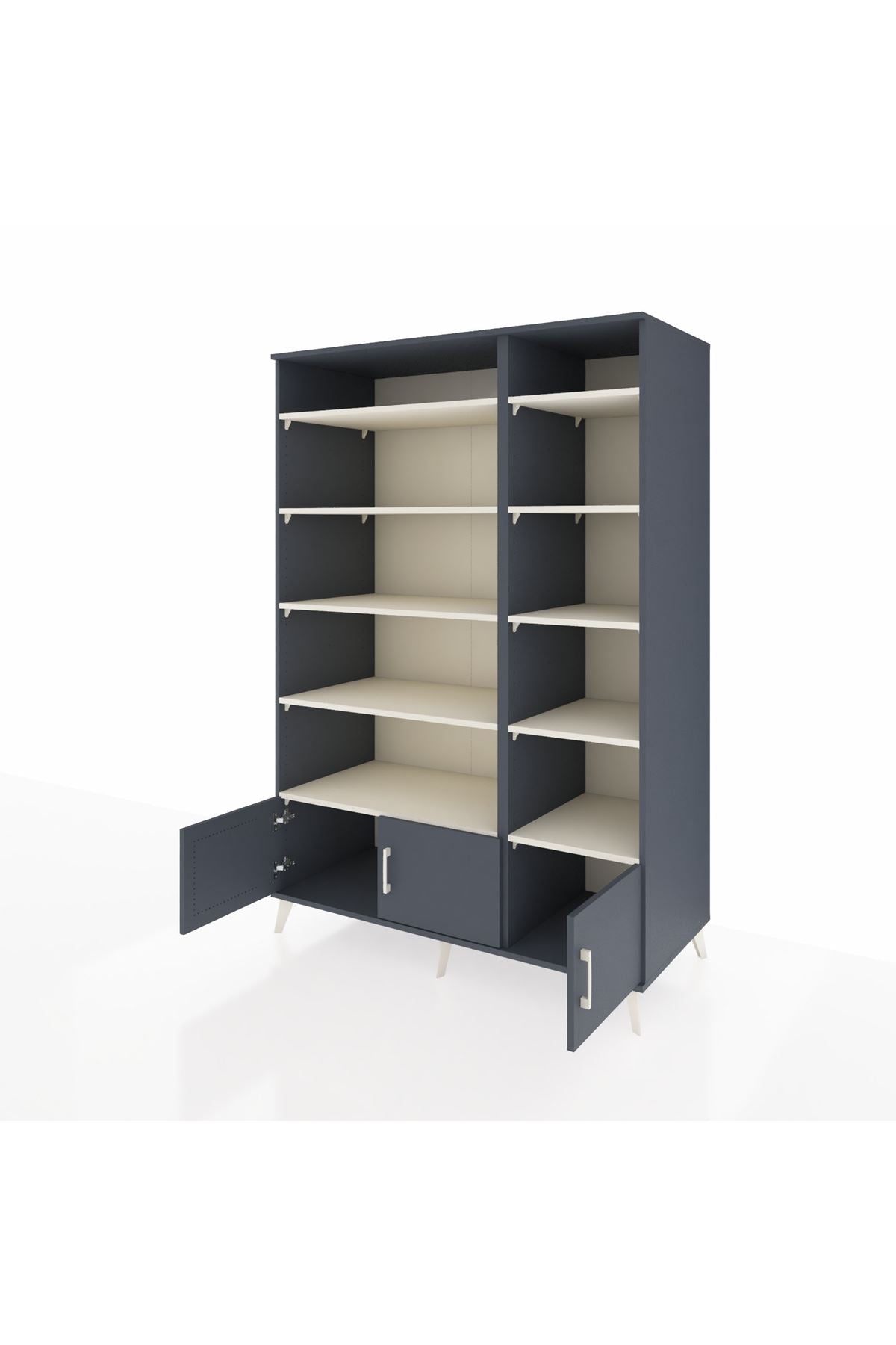 Kronos Dolap 10 Raflı 3 Kapaklı 132x59x195 Antrasit-Antrasit/Aytaşı