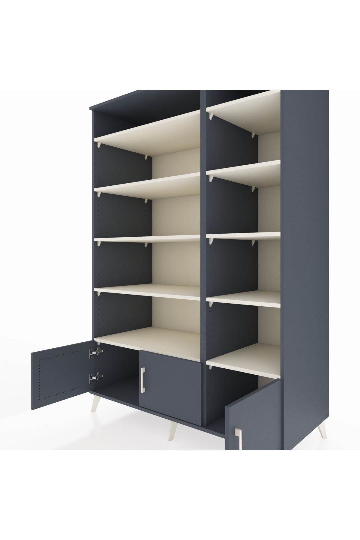 Kronos Dolap 10 Raflı 3 Kapaklı 132x59x195 Antrasit-Antrasit/Aytaşı