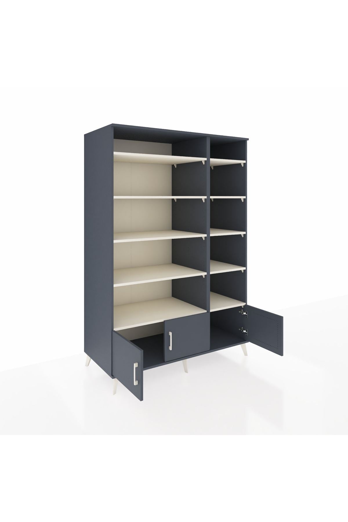 Kronos Dolap 10 Raflı 3 Kapaklı 132x59x195 Antrasit-Antrasit/Aytaşı