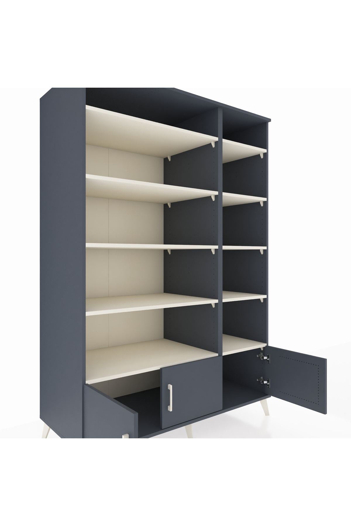 Kronos Dolap 10 Raflı 3 Kapaklı 132x59x195 Antrasit-Antrasit/Aytaşı