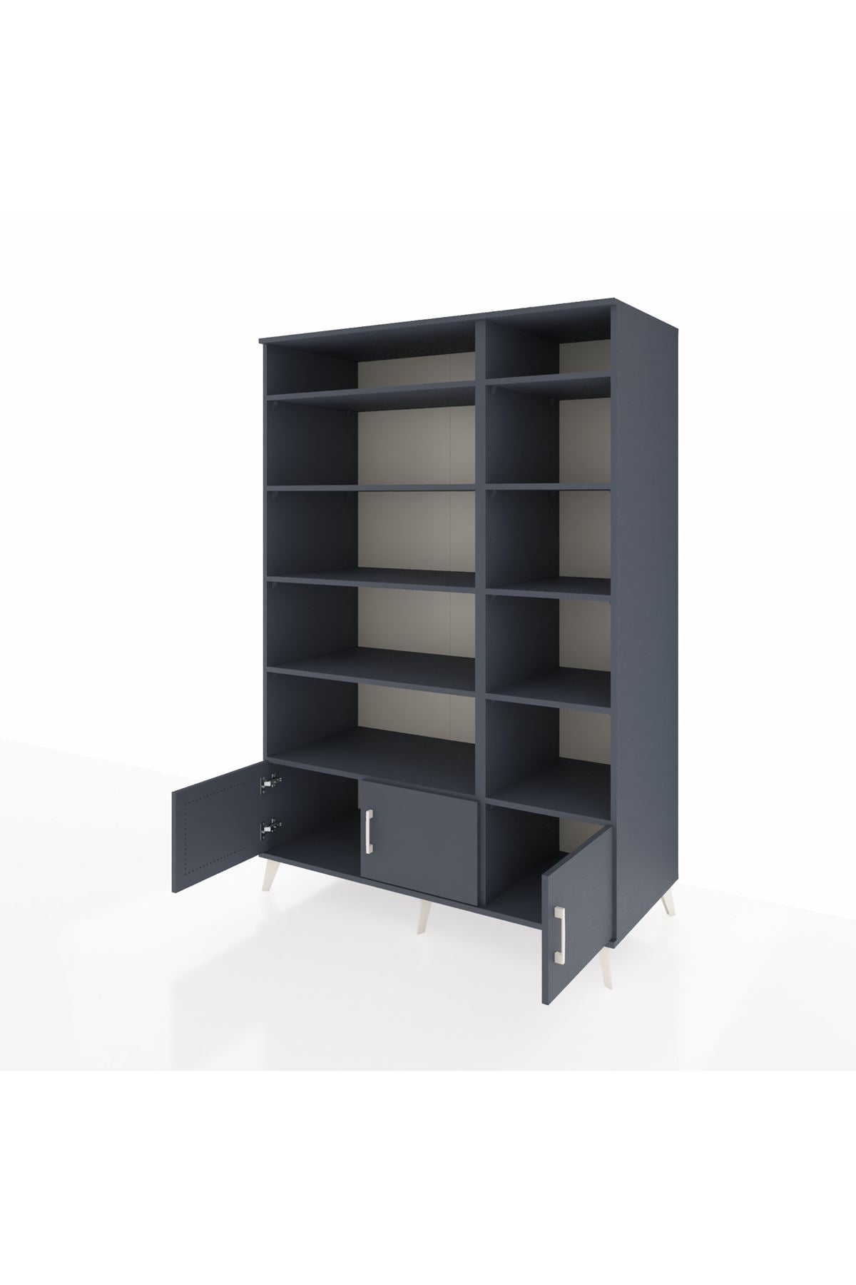 Kronos Dolap 10 Raflı 3 Kapaklı 132x59x195 Antrasit-Antrasit/Antrasit