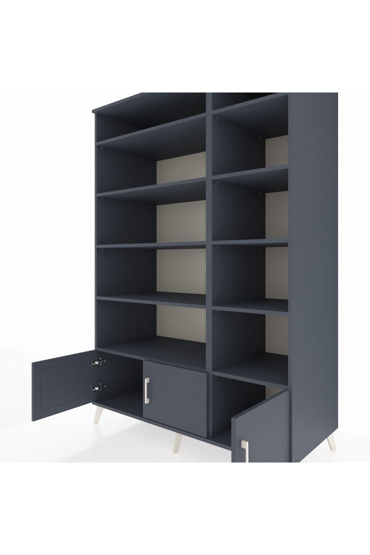 Kronos Dolap 10 Raflı 3 Kapaklı 132x59x195 Antrasit-Antrasit/Antrasit